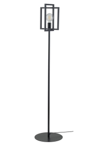 Czarna prosta lampa podłogowa geometryczne zakończenie Sigma 50254 Eden E27 161cm