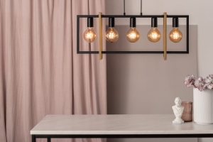 Czarno złota prostokątna lampa wisząca Sigma 32236 Eden 5xE27 76cm