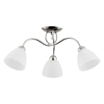 Lampa sufitowa na trzy białe klosze ozdobna zawieszka i chromowany stelaż Amarillo Alfa 23743 3xE27 28cm x 58cm