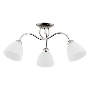 Lampa sufitowa na trzy białe klosze ozdobna zawieszka i chromowany stelaż Amarillo Alfa 23743 3xE27 28cm x 58cm