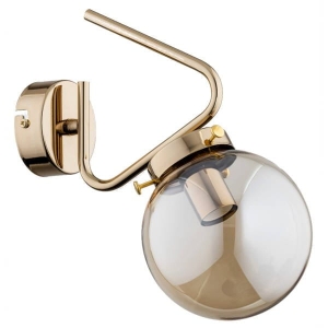 Lampa ścienna ze szklanym kloszem Kinkiet Alfa 27580 Barsum E14 32cm x 29cm złoty stelaż klosz bursztynowy