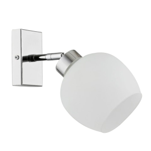 Lampa ścienna chromowany kinkiet z regulacją i białym szklanym kloszem Hannah Alfa 24030 E27