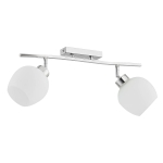 Podwójna lampa sufitowa podłużna chromowana regulowane szklane białe klosze Hannah Alfa 24032 2xE27 24cm x 47cm