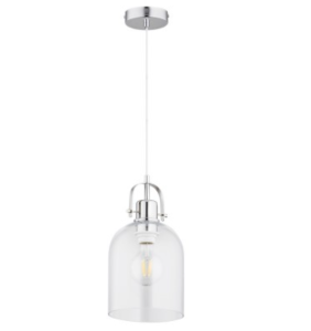 Nowoczesna szklana lampa wisząca z chromowaną oprawką Kanzo Alfa 60684 E27 90cm x 17cm