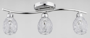 Lampa sufitowa na chromowanej listwie druciane klosze z ozdobnymi kryształkami Koszyczki Alfa 25313 3xE14 16cm x 56cm