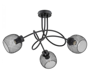 Czarna lampa loft sufitowa metalowe kratkowane klosze koszyki Praxide Alfa 25773 3xE27