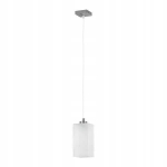 Pojedyncza lampa wisząca srebrna z białym wąskim sześciennym szklanym kloszem Ice Alfa 114 E27 100cm x 10cm