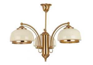 Lampa Sufitowa Żyrandol Alfa 10443 Lord 3xE27 53cm x 64cm stelaż mosiądz klosze kremowe