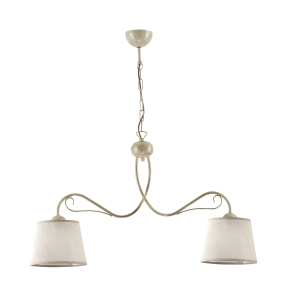 Szeroka lampa wisząca stelaż stare złoto i abażury cappucino Jupiter 1352 Kamelia 2xE27 80cm