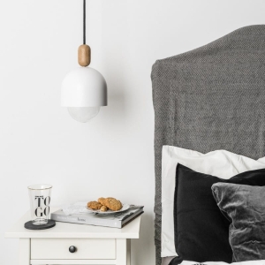 Lampa Wisząca Kolorowe Kable LOVBB04 Loft Ovoi E27 17cm x 126cm metal biały drewno czarny kabel