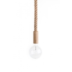 Lampa Wisząca Kolorowe Kable LARI0CZ Loft Ari E27 czarny/drewno dębowe przewód w linie konopnej