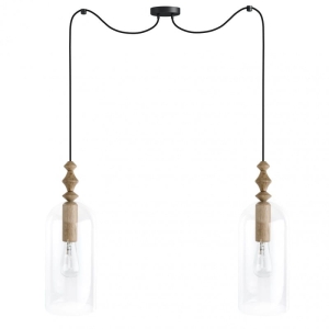 Lampa Wisząca Kolorowe Kable LHLBCZ2B04 Loft Hulub 2 2xE27 drewno dębowe/czarny