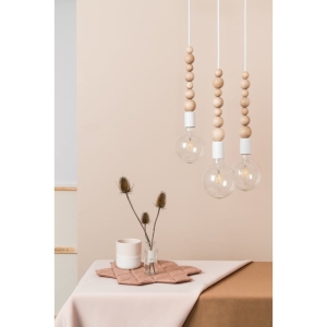 Lampa Wisząca Kolorowe Kable LSFBI3B09 Loft Sfarer 3 3xE27 biały/drewno bukowe
