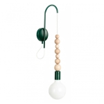 Lampa Ścienna Kinkiet Kolorowe Kable LSFFGSK16 Loft Sfarer E27 ciemnozielony/drewno bukowe