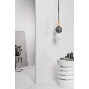 Lampa Wisząca Kolorowe Kable LBDGS15 Loft Bala E27 ciemnoszary/drewno bukowe