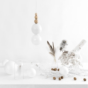 Lampa Wisząca Kule Kolorowe Kable LBBI16 Loft Bala E27 12cm x 120cm drewno biały