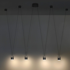 Lampa wisząca czarne reflektory podwieszane na linkach Vivida International 0053.32.NE Bag LED 16W 3000K