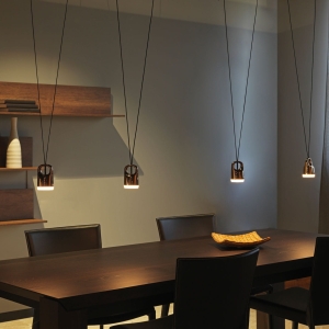 Podwieszana lampa wisząca z reflektorami w kolorze różowego złota Vivida International 0053.32.OR Bag LED 16W 3000K