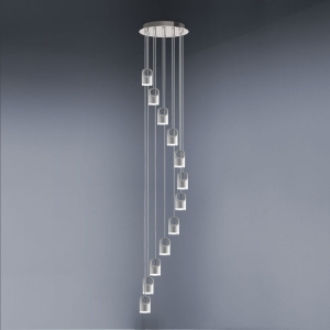 Biała lampa wisząca z dekoracyjnymi reflektorami Vivida International 0053.33.BI Bag LED 38W 3000K 30cm x 216cm
