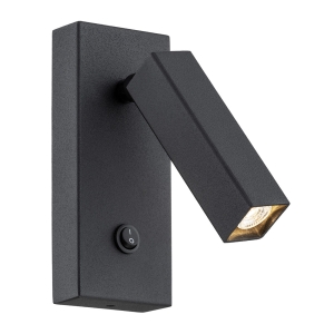 Lampa ścienna kinkiet regulowany z włącznikiem Argon 4723 Rock G9 czarny