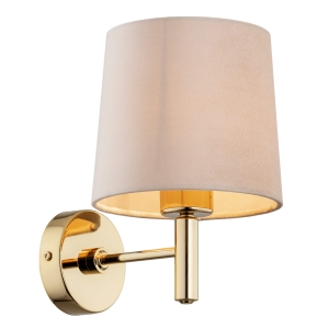 Złota lampa ścienna kinkiet z bezowym abażurem Argon 4727 Ponte Plus E27