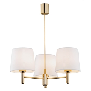 Mosiężny żyrandol i trzy śmietankowe abażury Argon 6110 Ponte Plus 3xE27