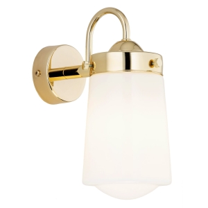 Złota lampa ścienna kinkiet z szklanym białym kloszem Argon 4717 Pasadena E27