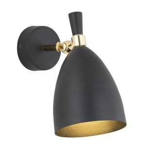 Lampa ścienna kinkiet regulowany Argon 4701 Charlotte E27 czarny struktura i mosiądz