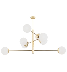 Lampa wisząca szklane klosze kule opal na mosiężnym stelażu Argon 5043 Cameron 8xE27