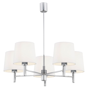 Chromowany żyrandol i pięć śmietankowych abażurów Argon 2110 Bolzano Plus 5xE27