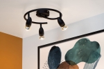 Czarna lampa sufitowa trzy reflektory GU10 na obręczy Lucide 13955/03/30 Caro 