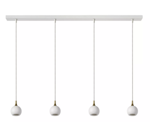 Biała lampa wisząca z złotymi dodatkami nad wyspę kuchenną Lucide 09434/04/31 Favori 4xGU10