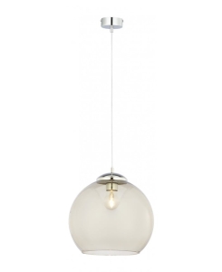 Chromowana lampa wisząca z dymnym kloszem kulą Jupiter 1832 Asti E27 29cm