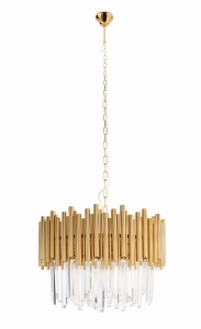 Nowoczesny złoty żyrandol z kryształkami Max Light P0284 Vogue 12xE14 60cm x 160cm