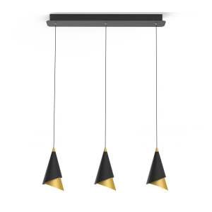 Lampa wisząca nad blat trzy czarno złote klosze Italux PND-433128-3 Raalto LED 21W 3000K