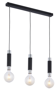 Czarno chromowana lampa wisząca na listwie Jupiter 1845 Ch Lile 3xE14