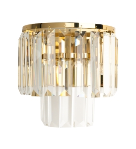 Kinkiet z kaskadowo ułożonymi kryształkami na złotej ramce Max Light W0288 Monaco 2xG9