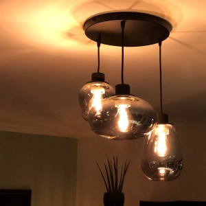 Czarna okrągła lampa wisząca przydymione klosze Steinhauer 3079ZW Reflexion 3xE27 30cm