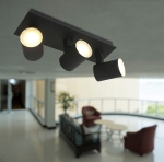 Czarna nowoczesna lampa sufitowa plafon ruchome reflektory Steinhauer 3061ZW Points noirs 3xGU10 32cm