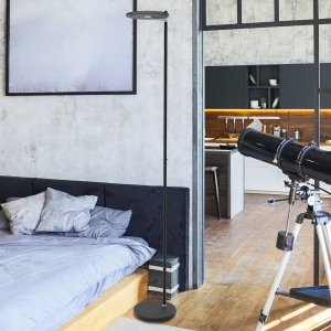 Czarna prosta lampa podłogowa ledowa Steinhauer 2993ZW Turound LED LED 40W 3000K 187cm