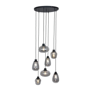 Czarna industrialna lampa wisząca przydymione klosze Steinhauer 2679ZW Reflexion 7xE27 50cm