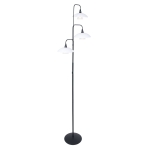 Czarna prosta lampa podłogowa białe klosze Steinhauer 2659ZW Tallerken 3xG9 168cm