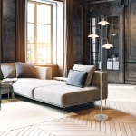 Srebrna prosta lampa podłogowa białe klosze Steinhauer 2659ST Tallerken 3xG9 168cm