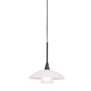 Czarna nowoczesna lampa wisząca biały klosz Steinhauer 2655ZW Tallerken G9 18cm