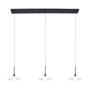 Czarna nowoczesna lampa wisząca listwa transparentne klosze Steinhauer 2654ZW Tallerken 3xG9 108cm