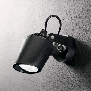 Czarny reflektor ścienny elewacyjny z antykorozyjnej żywicy Ideal Lux 096476 Minitommy GU10 IP66