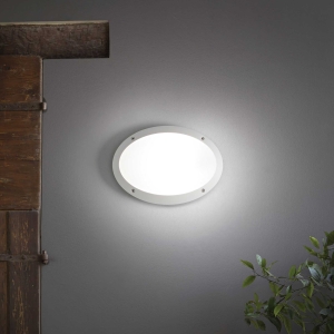 Biała zewnętrzna lampa ścienna sufitowa z żywicy antykoryzyjnej Ideal Lux 096711 Maddi-1 E27 IP66