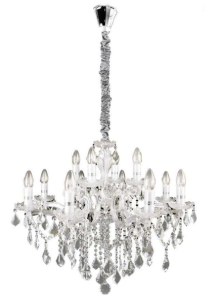 Transparentny włoski żyrandol świecznikowy z kryształami Ideal Lux 035604 Florian 12xE14 72cm x 120cm