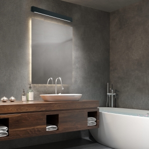 Płaski Kinkiet lampa ścienna nad lustro do łazienki Light Prestige GS-LWA-9W BK Ibros LED 9W 4000K 63cm IP44 czarny