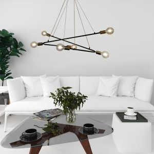 Czarna metalowa lampa wisząca z złotymi dodatkami Light Prestige LP-075/6P BK Estrella 6xE27 110cm